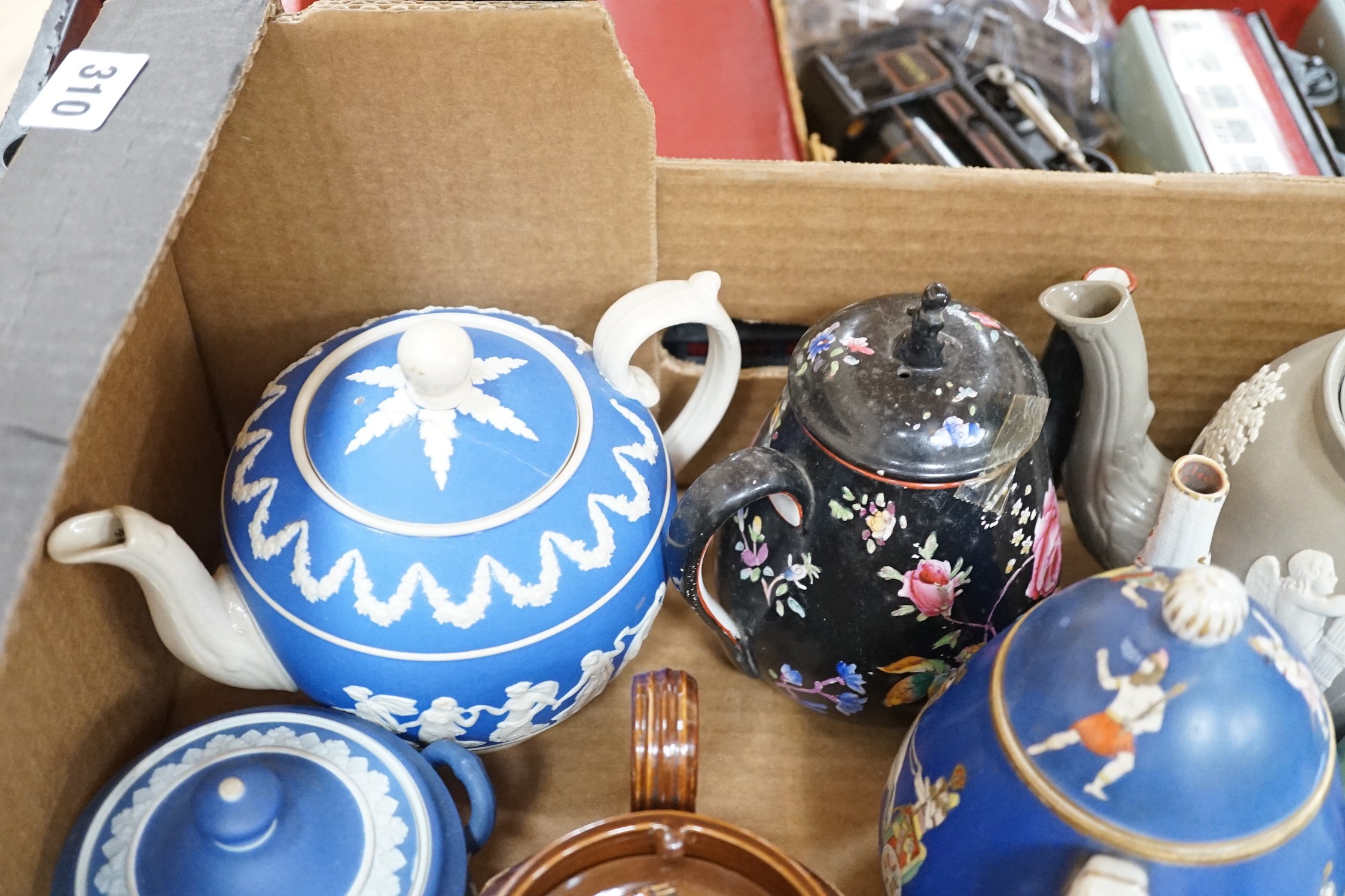 A selection of various ceramic teapots, to include Wedgwood